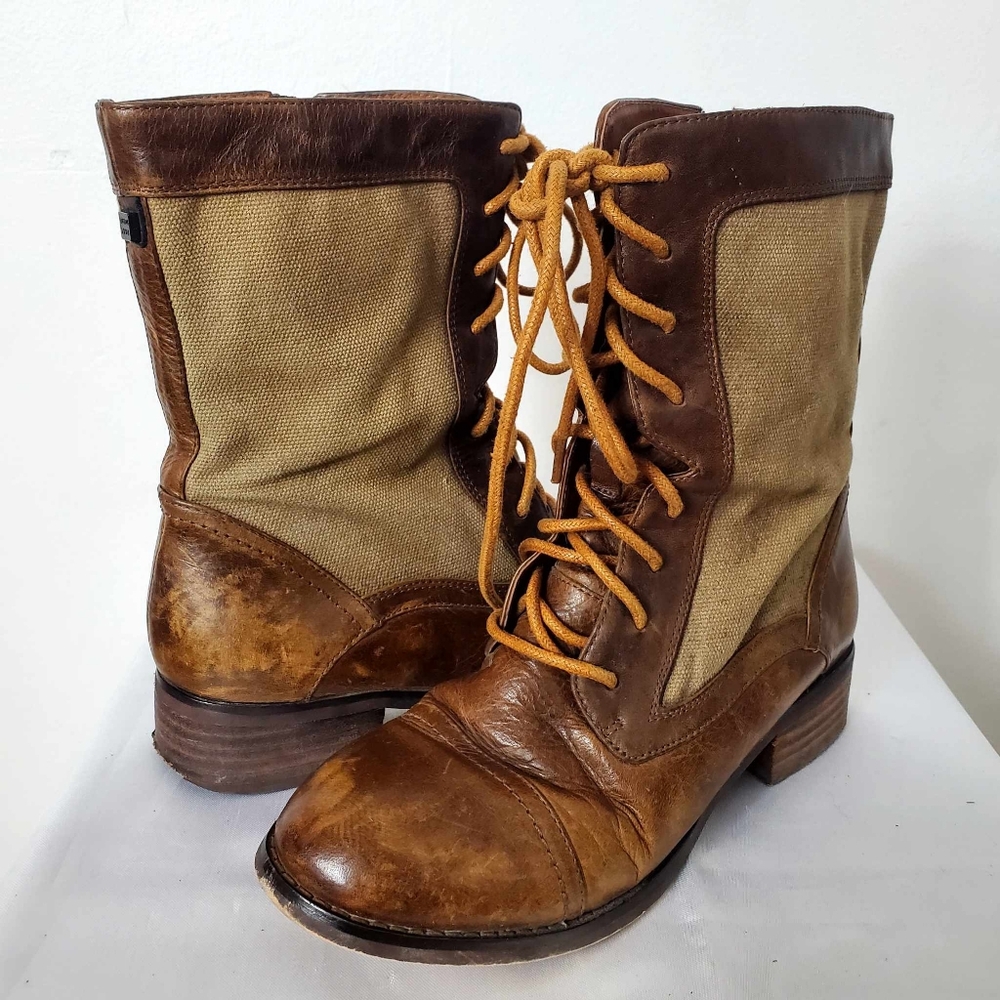 RUDSAK Cognac Leather Ankle Booties Zip/Lace - Picture 4 of 9